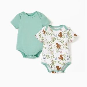 PatPat Green and Animal Print Bodysuits